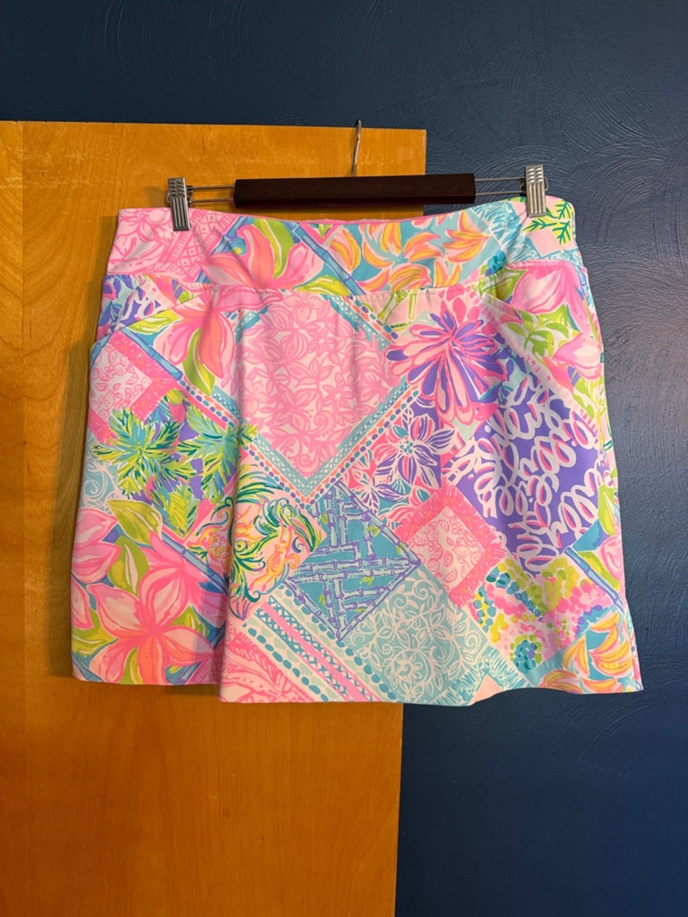 Colorful Floral Patchwork Skirt - Pink, Blue, Green